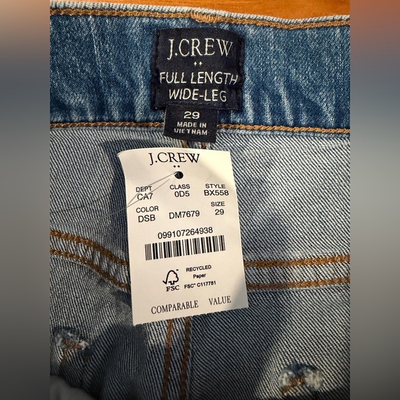 NWT J.Crew Factory Wide-leg full-length jean in all-day stretch - Size 29/8R - Picture 4 of 5